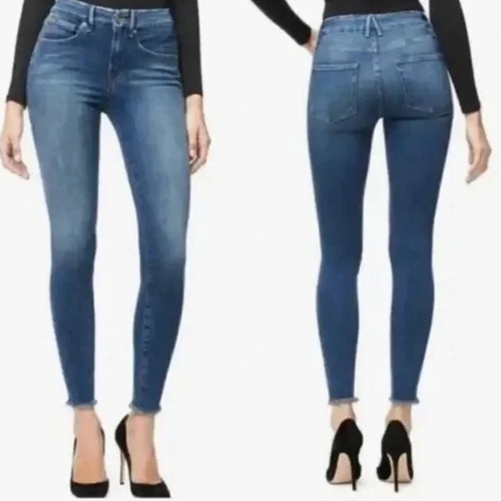 Good American Good Legs Fray Hem Jeans Skinny High Rise Stretch Women 25